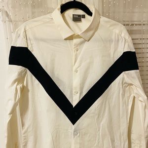 Men: SIZE: L, Color Block Patchwork Casual Lapel Single-Breasted Men's Shirt.